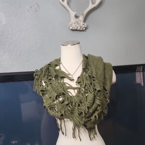 Olive Green Knit Scarf NWOT Infinity